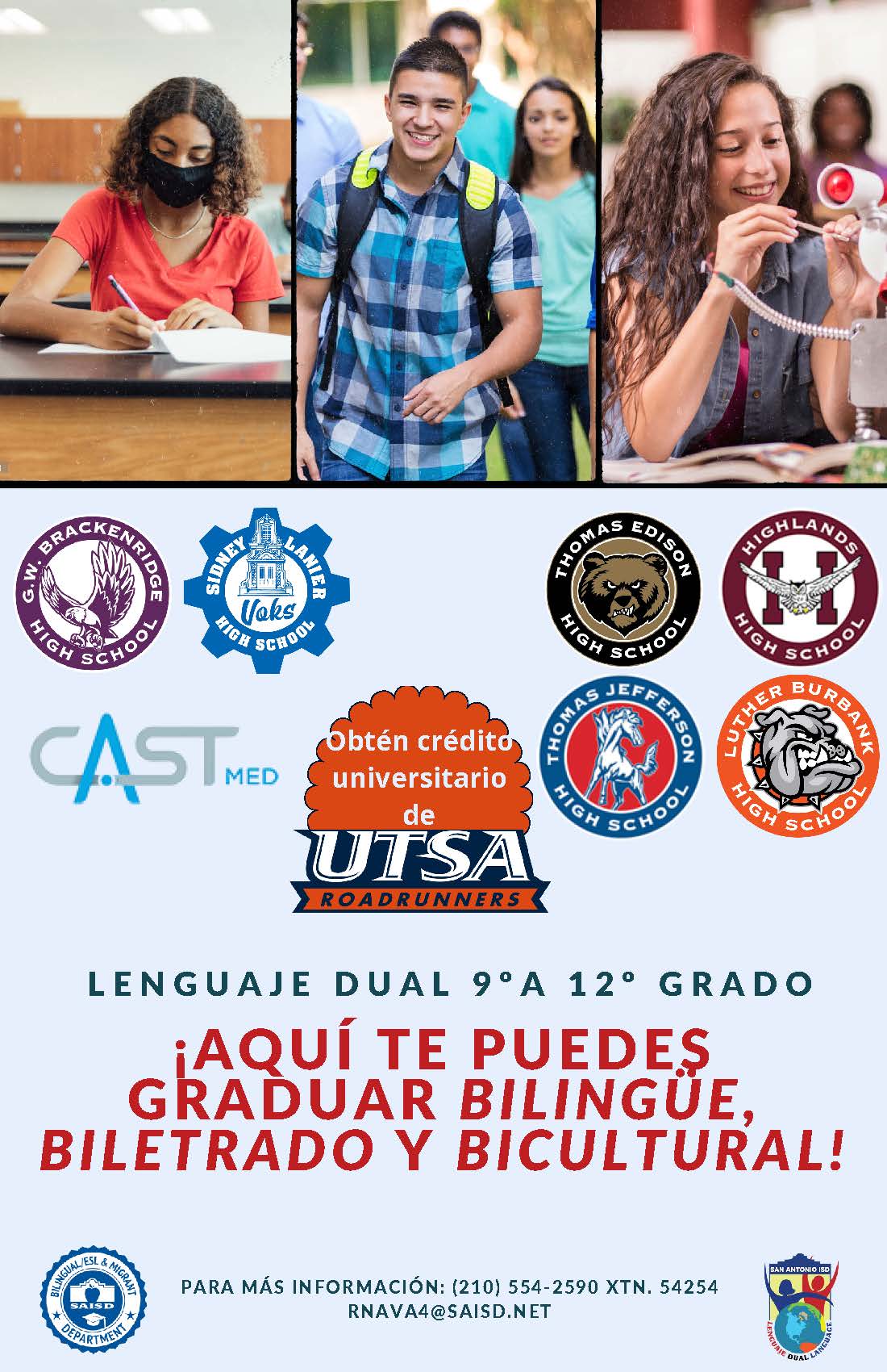 SAISD Dual Language High School Flyer
